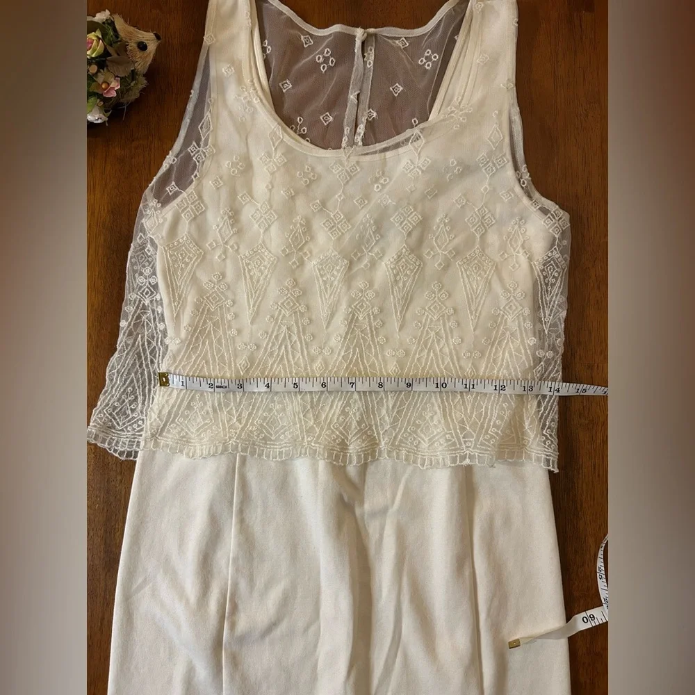 American Eagle Ivory Lace Overlay Dress– Size 6 | Embroidered | Boho Cottagecore - Picture 15 of 16